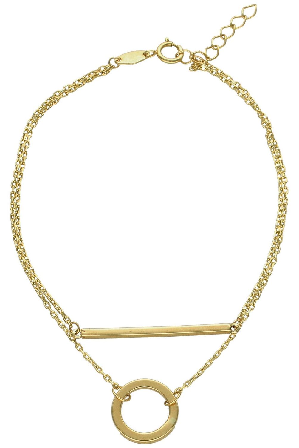 Złota bransoletka damska 375 celebrytka z kółkiem BR 5288 375.  Złota bransoletka damska. Złota bransoletka próby 375. Bransoletka złota damska delikatna celebrytka. Bransoletka złota celebrytka idealna na prezent dla.jpg